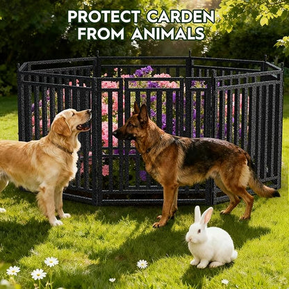 Garden Fence 40in (H) x 54ft (L), 21 Panels + 3 Gates, Durable Outdoor Yard Barrier, Secure Garden Fencing Weather-Resistant Fence Ideal for Pets, Privacy & Decoration, Black Silver