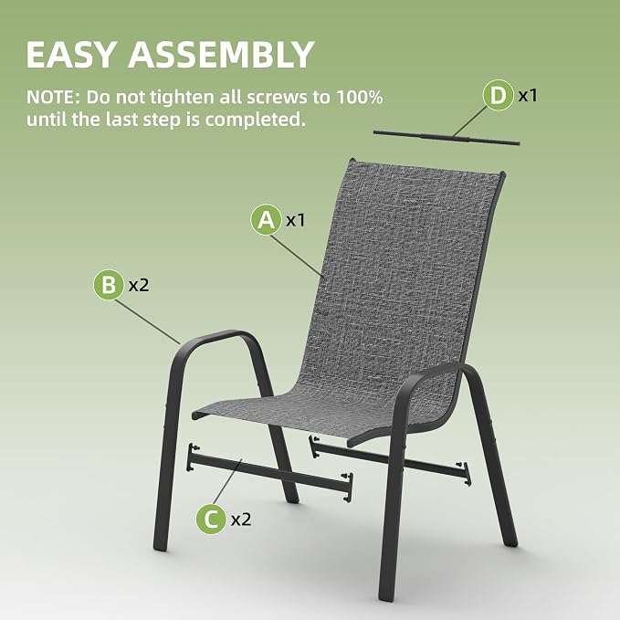 Patio Chairs Set of 4, Outdoor Stackable Dining Chairs - Image 6
