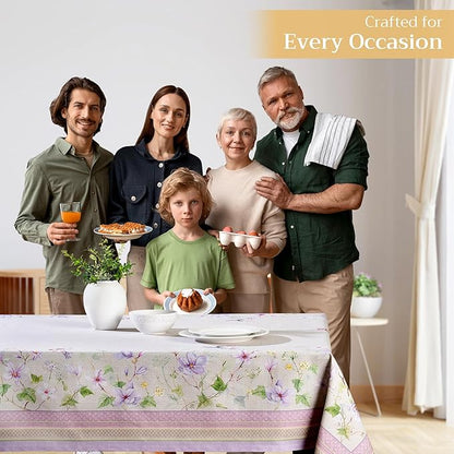 Maison d' Hermine Table Cloth Rectangle Table 100% Cotton 70 x 108 Inches Tablecloth Reusable Decorative for Dining Room, Farmhouse, Home, Party, Festive & Wedding Spring Summer - Magnolia Mornings
