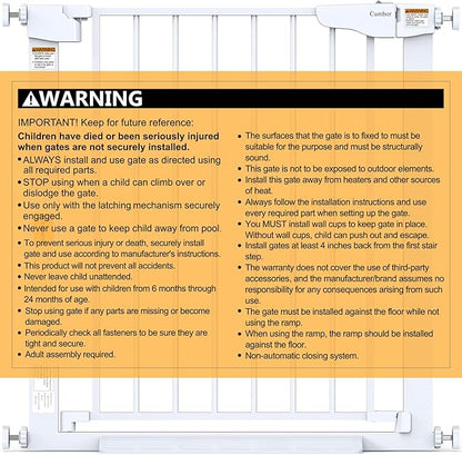 Cumbor 2 Pack 29.7-54.2" Baby Gate for Stairs, Mom's Choice Awards Winner-Auto Close Dog Gate for Doorways, Easy Install Pressure Mounted Pet Gate Indoor, Wide Safety Gate for Dog, White
