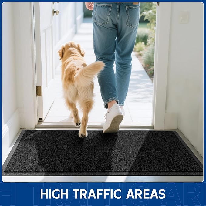 Sturdy Front Door Mat, 72" x 24" Heavy Duty Indoor Outdoor Doormat for Entryway, Fade Resistant, Waterproof Low Profile Entry Mat, Non Slip Welcome Mat for Outside Entrance, Patio, Home