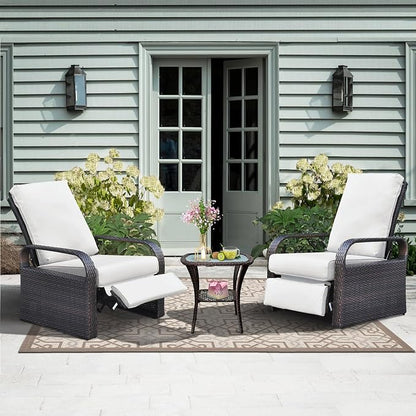 Outdoor Recliner, Aluminum Frame Patio Chaise Lounge Chairs by ATRARTTOREAL