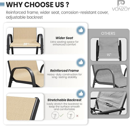 Patio Dining Chairs Set of 4, Stackable Dining Chairs, Breathable Fabric - Image 5