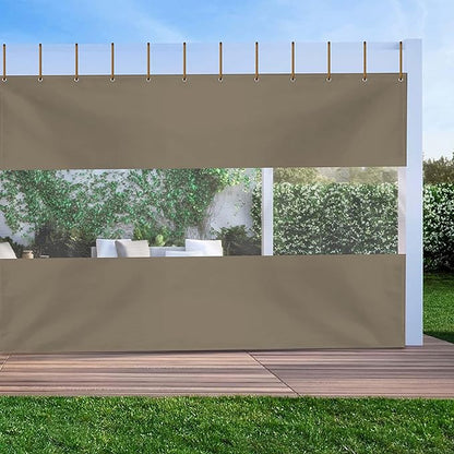 Covers & All Outdoor Clear Panel Curtain, 12 oz Vinyl Outdoor Curtains for Patio, Weather Resistant Waterproof Tarp with Brass Grommets for Pergola, Porch, Gazebos, Balcony (10'H x 10'W Feet, Beige)