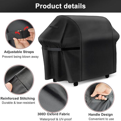 LBTING Grill Cover, 75-inch Heavy Duty 300D Oxford Waterproof Windproof UV Resistant BBQ Gas Grill Cover for Outdoor Barbecue Fit Most Brands Weber, Brinkmann, Char Broil, Holland