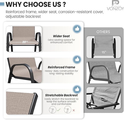 Patio Chairs Set of 6, Stackable Dining Chairs High Back, Breathable Fabric and - Image 7
