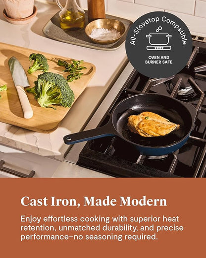 Caraway Cast Iron Skillet - 8” Enameled Cast Iron Pan With 3 Layer Enamel Coating - No Seasoning Required - Compatible With All Stovetops - Free From Forever Chemicals - Light Mist