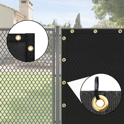 UPGRADE Privacy Screen 3' x 10' Fence Commercial Shade Cover with Brass Grommets Heavy Duty Perfect for Outdoor Back Yard, Black, Customizable