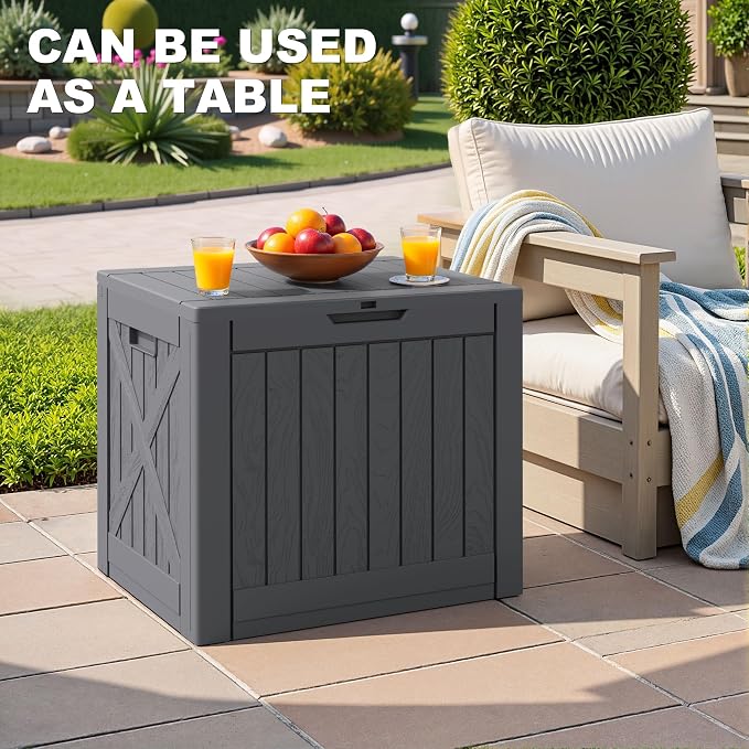 Greesum 40 Gallon Outdoor Deck Box, Resin Storage, Garden Tools, Pool Supplies - Image 4