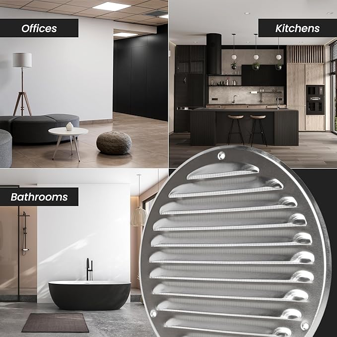 Repa Market 5 Inch (Opening Dimensions) Air Vent Covers/Black Galvanized Steel Return Air Grille/AC Vent Cover/Wall or Ceiling HVAC Registers Grilles & Vents for DIY & Home Improvement