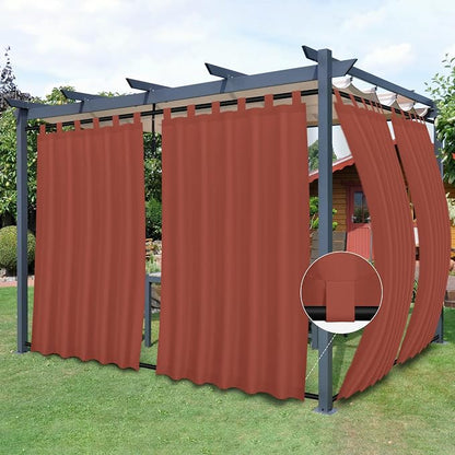 Easy-Going Outdoor Patio Curtains 2 Panels, 54x120 inch, Terra Red | Privacy by Easy-Going