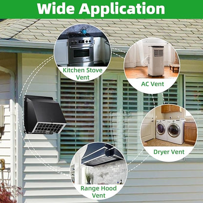 Dryer Vent Cover Outside 6" Vent Cover Exterior Wall Vent Hood Outlet,Wall Mount Extractor Vent with Screen&Cushioned Flap,Outdoor Dryer Exhaust Vent Cover Cap for Range Hood Duct HVAC Ventilation