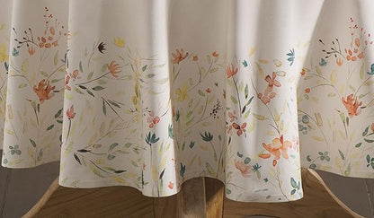 Maison d' Hermine Table Cloth Round Table 100% Cotton 63 Inches Tablecloth Reusable Decorative Everyday Use for Dining Room, Farmhouse, Home, Party, Festive & Wedding Spring Summer - Colmar