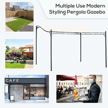 Outsunny 10' x 13' Steel Outdoor Pergola Gazebo Patio Canopy Cream White | - Image 3
