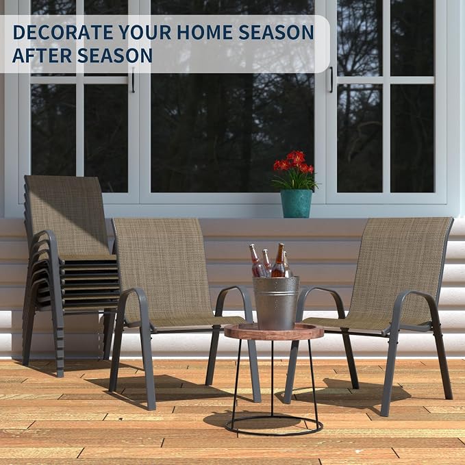 Amopatio Patio Chairs Set of 8, Outdoor Stackable Dining Chairs - Image 3