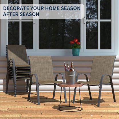 Amopatio Patio Chairs Set of 8, Outdoor Stackable Dining Chairs - Image 3
