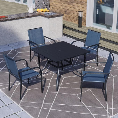 Anmutig Stackable Outdoor Dining Chairs Set of 6, Textilene Fabric, Breathable - Image 2