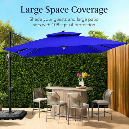 Best Choice Products 9x12ft LED Cantilever Patio Umbrella w/Base Included & - Image 4