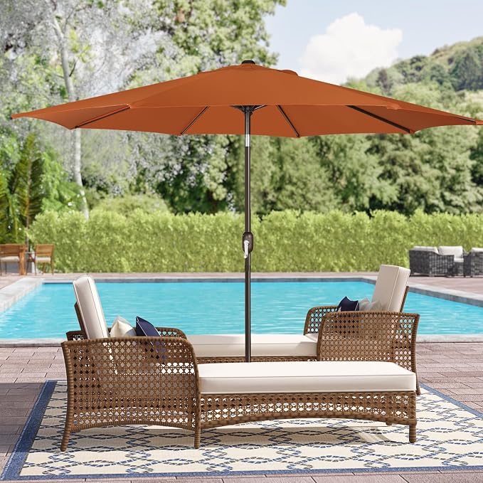 9' Outdoor Patio Umbrella, Outdoor Table Umbrella, Yard Umbrella, Market - Image 7