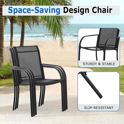 Outdoor Dining Chairs Set of 8, Stackable Patio Chair - Image 4