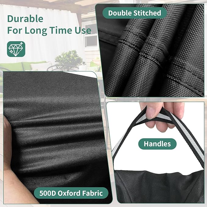 Round Patio Furniture Covers, 500D Heavy Duty Waterproof UV Resistant Cover for Round Outdoor Dining Table & Chairs,84" Dia x 28" H -Black