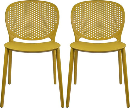 2xhome Set of 2 Patio Dining Chairs | Modern Stackable Outdoor Pool Side Chair by 2xhome
