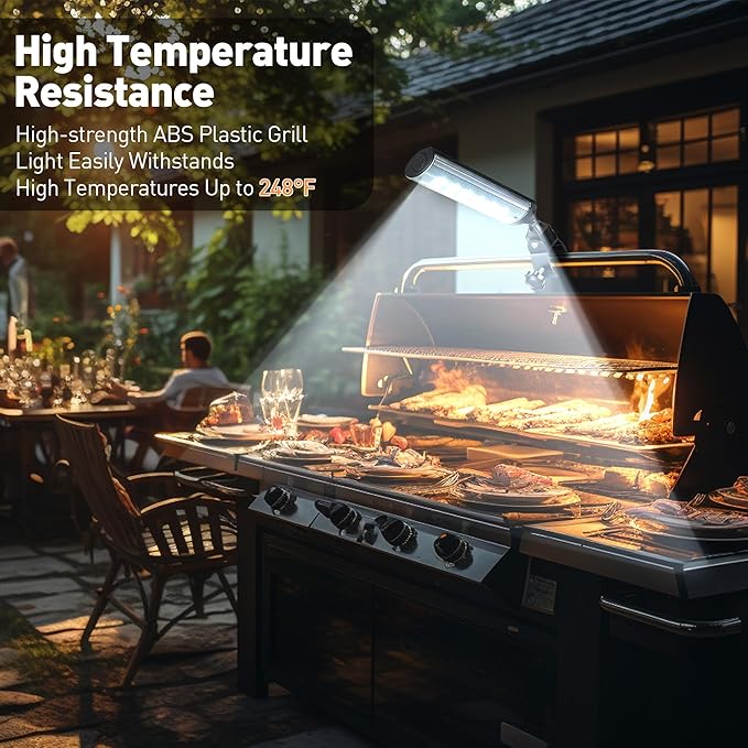 Meonum 2 Pack BBQ Grill Light Compatible with Blackstone Griddle for Outdoor Grill, Gifts for Men Dad Husband, Battery Operated Barbecue Lights with 360 Degrees Adjustable C Shape Clamp