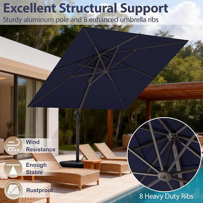 10' X 10' Patio Umbrella Cantilever Outdoor Rectangle Umbrella, Heavy Duty - Image 2
