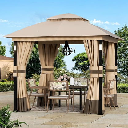 Patio Gazebo 8'x8' with LED Lights & Bluetooth Speaker, Heavy Duty Outdoor - Image 2