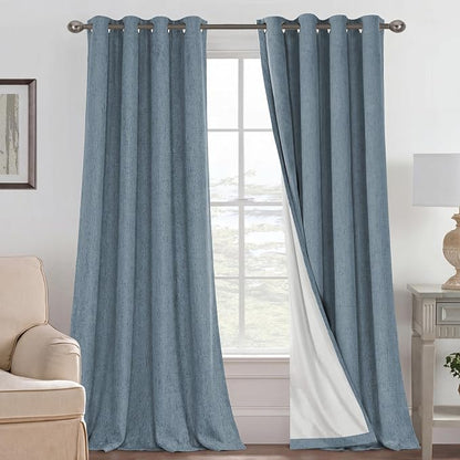 H.VERSAILTEX Blackout Curtains Linen Curtains 120 inches Long 100% Black Out by HVERSAILTEX