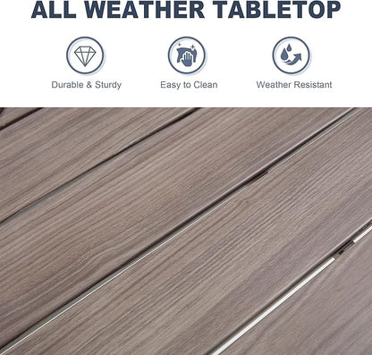 VICLLAX Outdoor Patio Dining Table for 4, Metal Square Patio Table with Umbrella Hole for Backyard Porch, Grey 40.2"