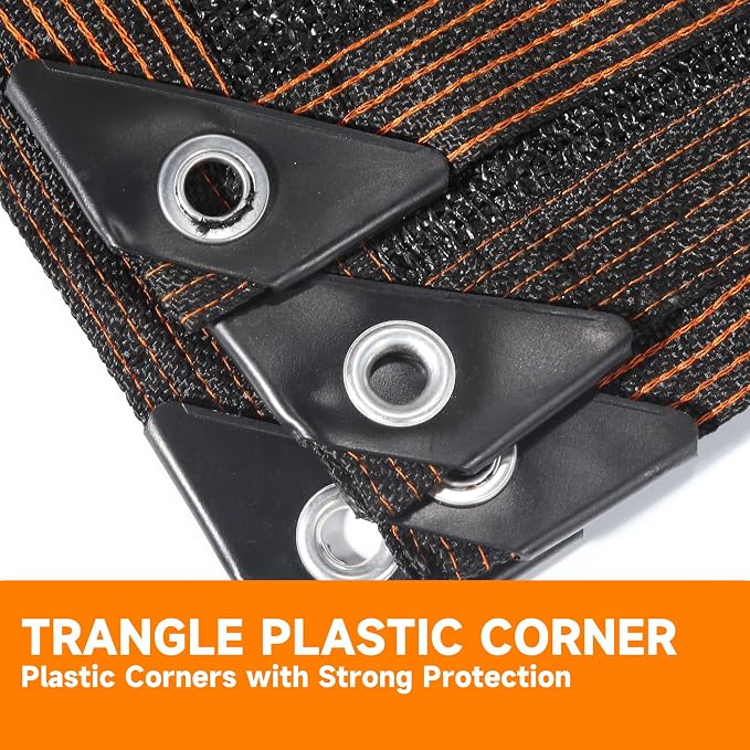 90% Shading Rate 10'x12' Black Shade Cloth, UV Resistant Durable Mesh Tarp - Image 2
