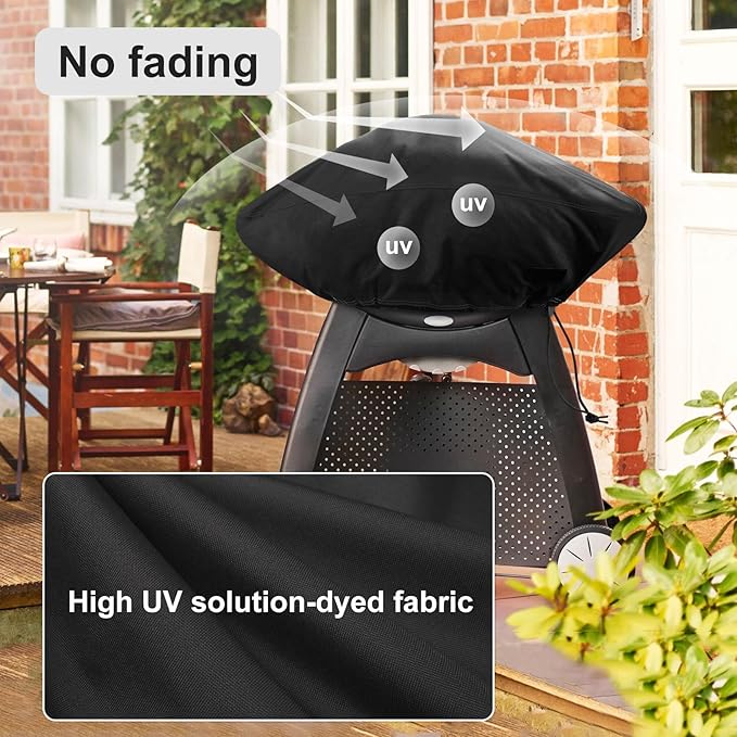 NettyPro Grill Cover for Small Q Series Grills, Waterproof Heavy Duty UV Resistant Portable Grill Cover for Q 2400 Series and Baby Q Gas Grill, Black
