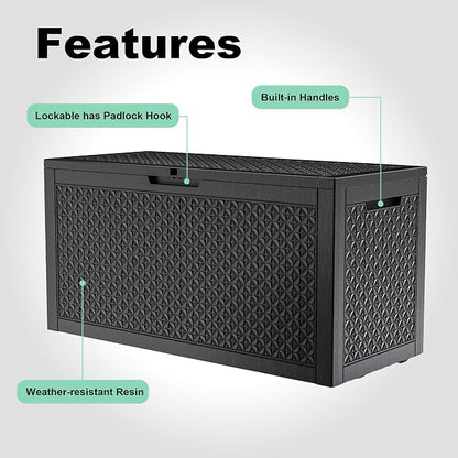 110 Gallon Outdoor Deck Box, Resin Waterproof Storage Box - Image 3
