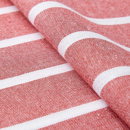 Encasa XO Cotton Dining Table Runner | Roma Red Stripes | Size 13x36 in - Machine Washable & Durable