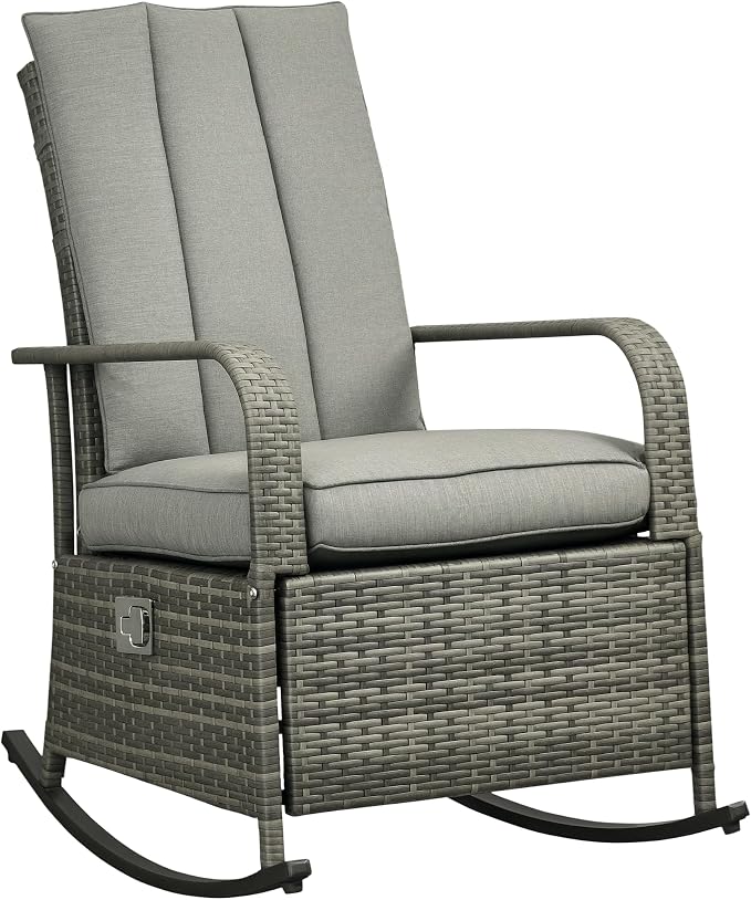 Outsunny Wicker Outdoor Rocking Chair, Patio Recliner by Outsunny