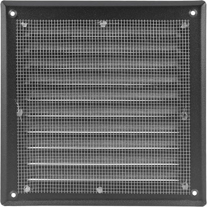 Square Ventilation Grille / 6" x 6" Inch Inside Measurement/Black Metal Air Vent Louver - Inside/Outside use - / 7.7" x 7.7" Inch Outer Measurement