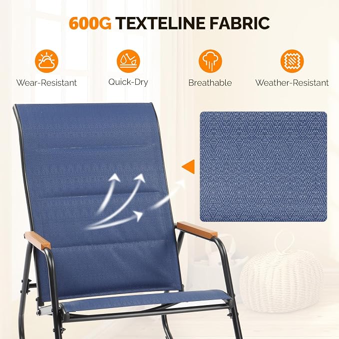 VINGLI Outdoor Rocking Chair, Textilene Mesh Patio Rocker, Heavy Duty 450 lbs - Image 5