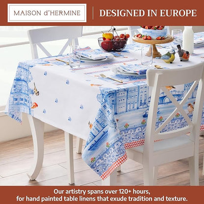 Maison d'Hermine Table Cloth Rectangle Table 100% Cotton Tablecloth for Dining Room, Farmhouse, Home, Hotel, Parties & Wedding - Ideal for Easter Decorations Spring&Summer(Amsterdam Canals,70"x108")