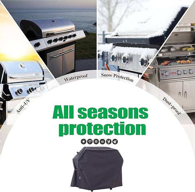 F&J Outdoors Grill Cover, Waterproof Anti-UV for 3-Burner Liquid Propane Gas BBQ,53Wx27Dx43H in,Grey