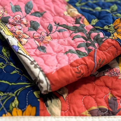 Cotton Quilted Floral Patchwork Table Runner 72 Inches Long – Handmade Farmhouse Table Runner for Dining Room, Coffee Table, or Buffet (Floral, 13*74)