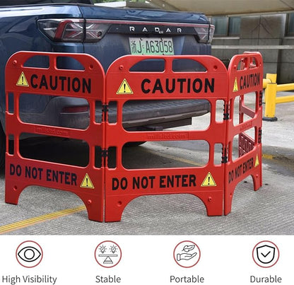 Collapsible Safety Barrier with Reflective Strips - Portable Foldable Caution Barricade for Construction Zones, Crowd Control & Traffic Safety, High Visibility Durable Barrier, Weatherproof Hazard Warning Fence