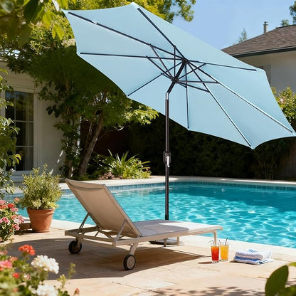 9' Outdoor Patio Umbrella, Outdoor Table Umbrella, Yard Umbrella, Market - Image 6