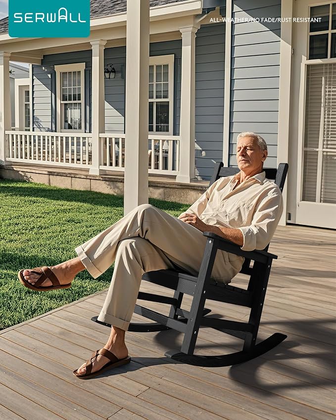 SERWALL Outdoor Rocking Chair Set of 6, Patio Rocking Chairs - Image 2
