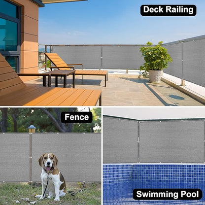 Eden's Decor Balcony Privacy Screen Grey 3'x 19' Cover Mesh Windscreen Weather-Resistant UV Protection for Backyard Deck, Patio, Balcony, Pool, Porch, Fence, Railing, Gardening