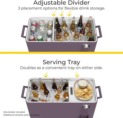 Permasteel 80 Quart Party Cooler, Rolling Ice Chest with Wheels and Handles for Indoor Outdoor Patio