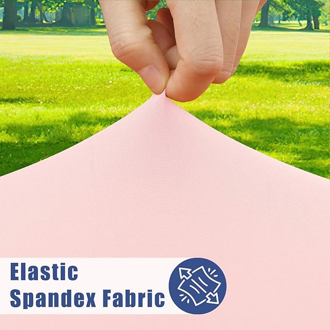 Spandex Square Table Cloth 6 Pack, Elastic Fitted Tablecloths for Picnic, Stretch Washable Patio Table Cover for Outdoor, Camping, Banquet and Parties (Pink, 34"x34")
