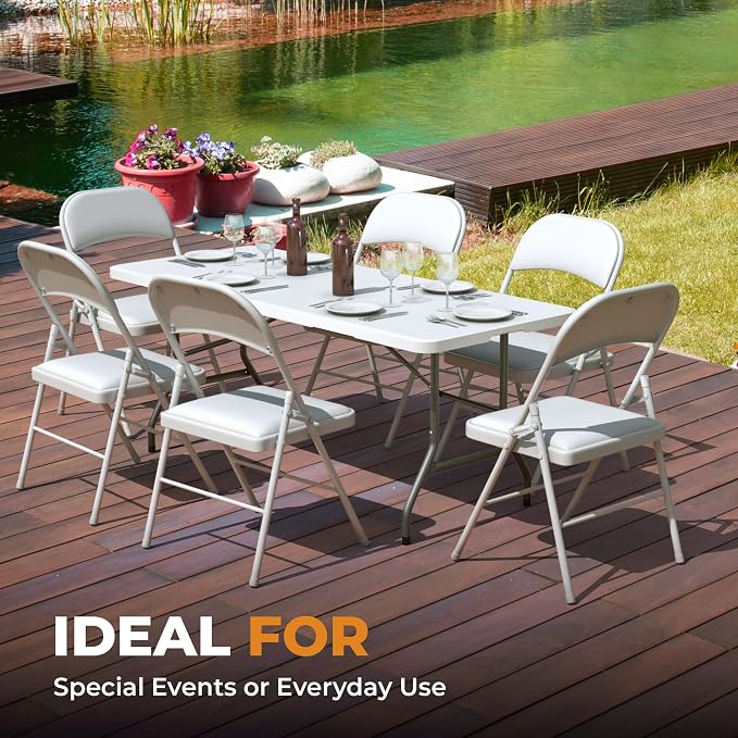 4 Pack Leather Chair | Foldable & Stackable | 350 lbs Capacity Steel Frame Seats - Image 5