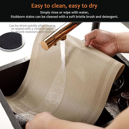Placemats Set of 12 Washable& Wipeable Placemats for Dining Table Kitchen Indoor Outdoor Table mats Heat Resistant Non Slip Woven (Khaki，12PCS)