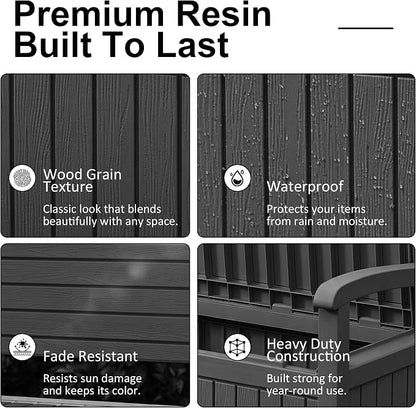 100 Gallon Outdoor Storage Bench, Waterproof Resin Deck Box - Image 4